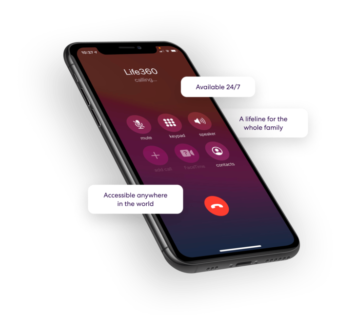 iPhone showing Life360 expert calling
